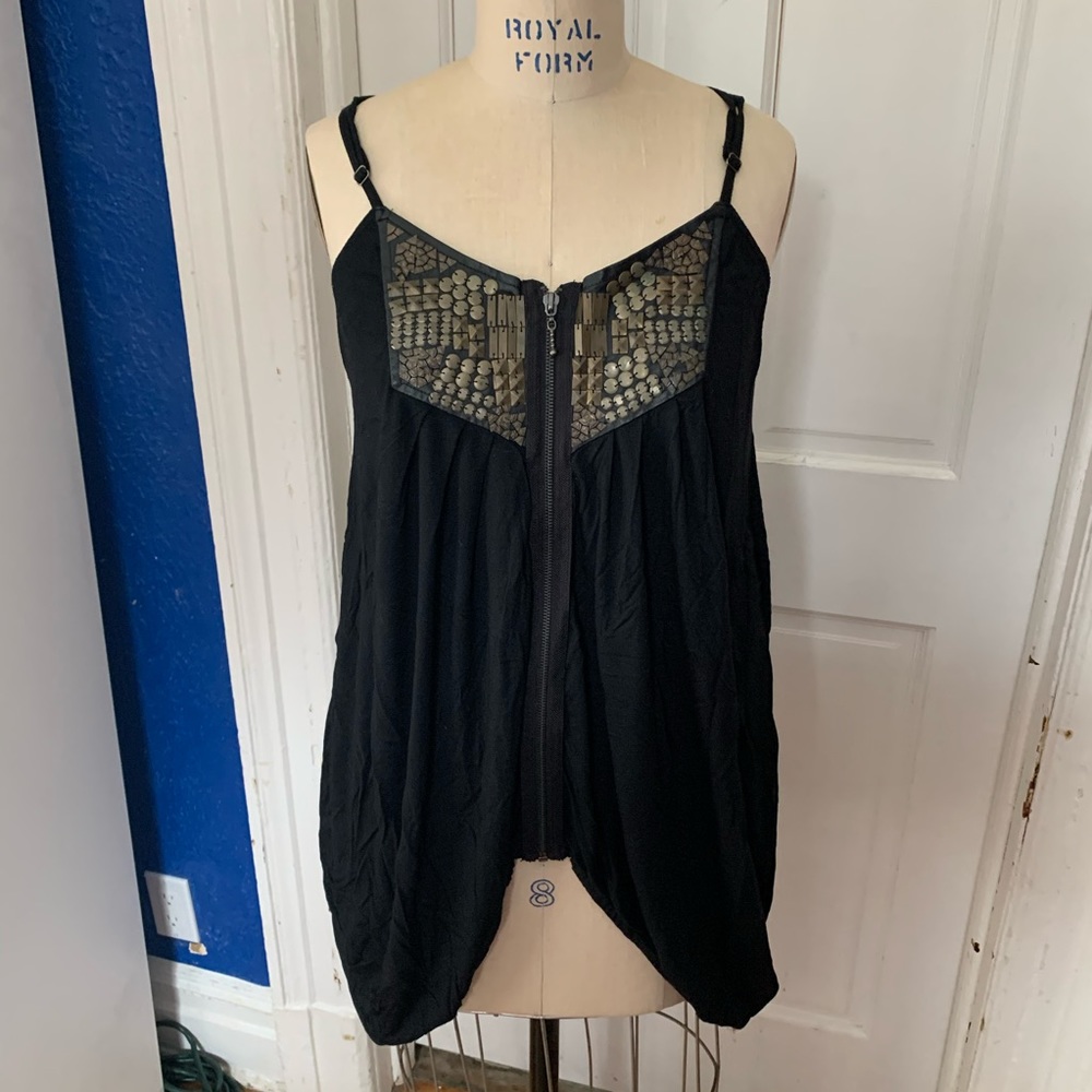 Monoreno Black Gold Spaghetti Strap Top sz M